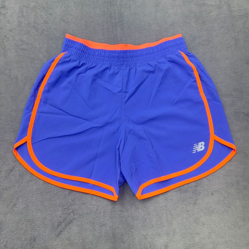 New Balance Womens Running Shorts Size S Blue Orange Athletic Drawstring Lined